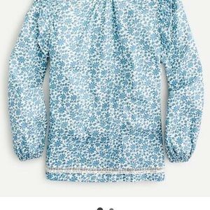 J Crew Blue Flutter sleeve  shadow stripe floral